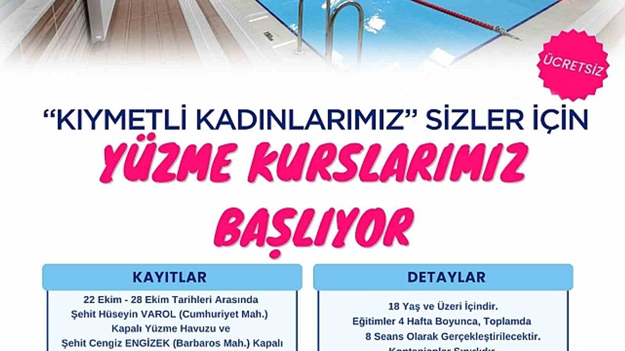 Onikişubat Belediyesi''nden kadınlara yönelik ücretsiz yüzme kursu