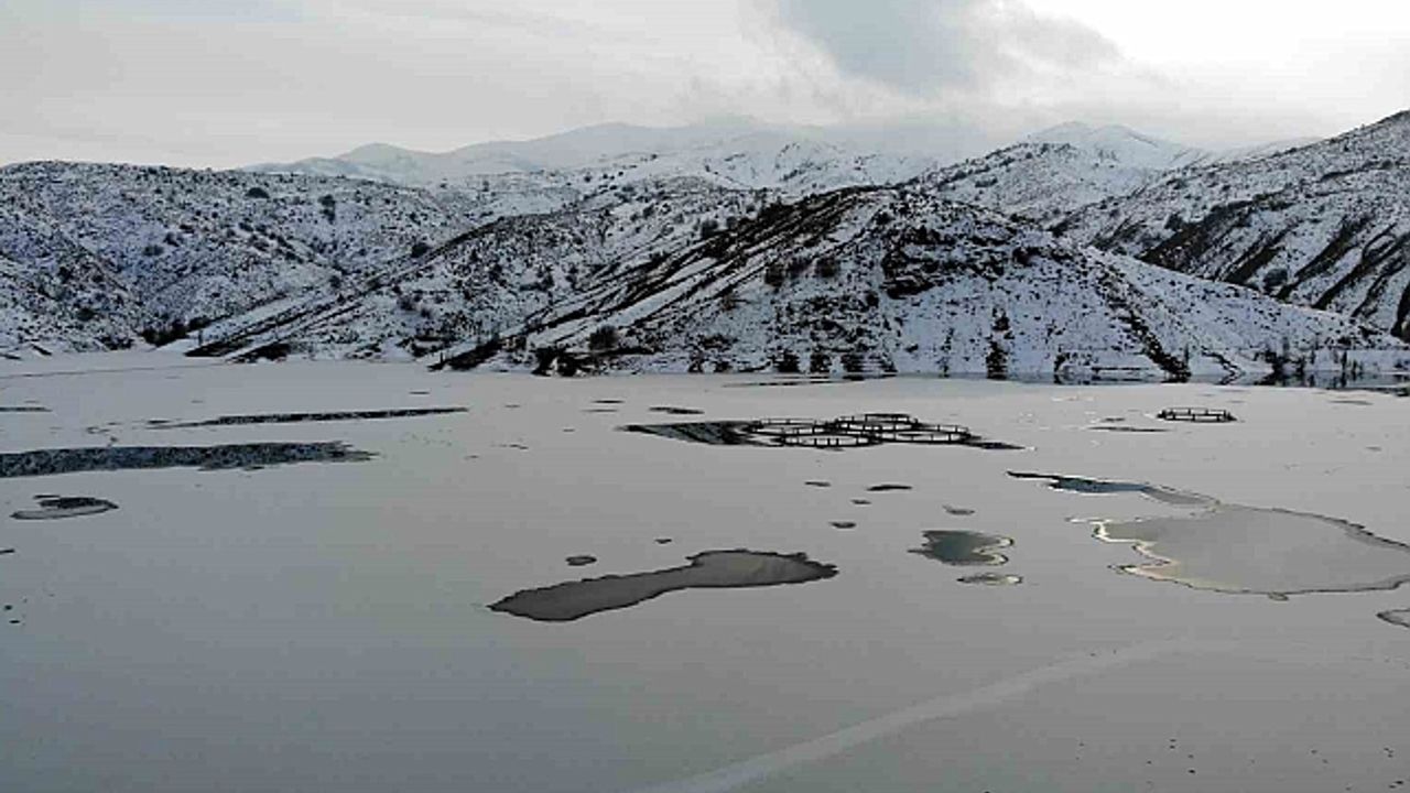 Erzincan''da soğuktan göller buz tuttu