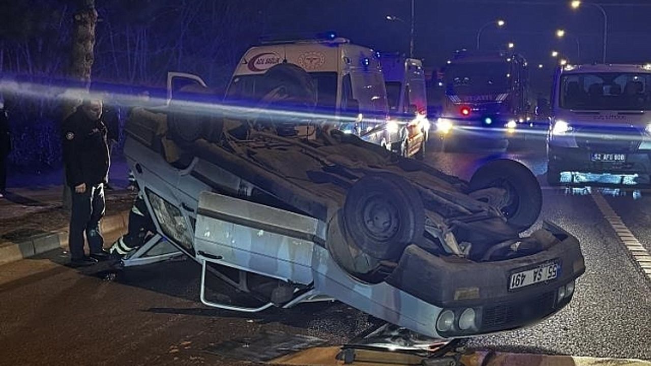 Ordu''da arızalanan otomobil takla attı, sürücü yara almadan kurtuldu
