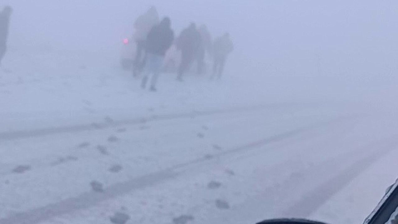 Palandöken geçidinde sis ve tipi nedeniyle onlarca araç mahsur kaldı