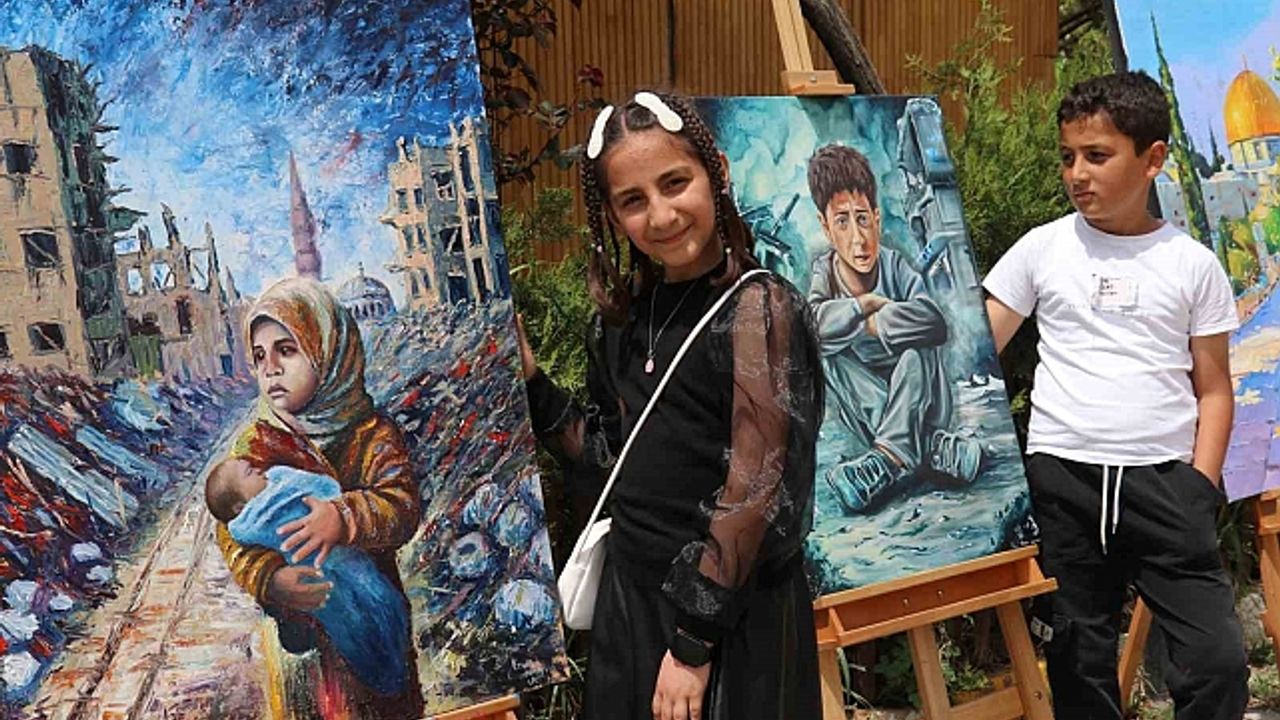 Vanlı öğrencilerden Filistinli çocuklar yararına resim sergisi