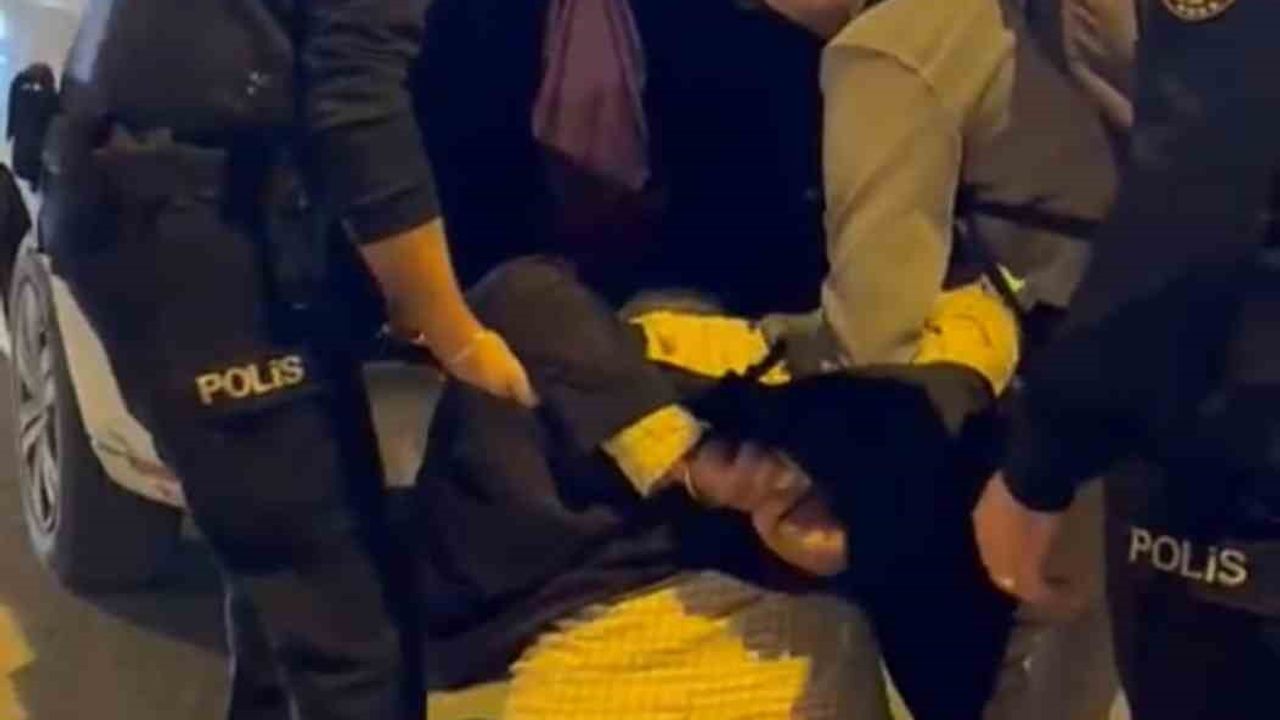 Agresif tavırları nedeniyle kendisine müdahale etmek isteyen polislere saldırdı