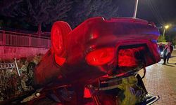 Burdur’da otomobil takla attı, dereye düşmekten son anda kurtuldu