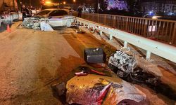 Kazada motoru yerinden fırlayan otomobilin sürücüsü ağır yaralandı