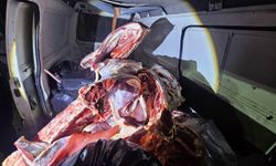 Minibüste menşei belirsiz 1 ton kırmızı et ele geçirildi