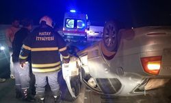 Hassa'da ters dönen otomobilin sürücüsü yaralandı