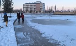 Iğdır’da Dondurucu Soğuklar Hayatı Zorlaştırıyor: Millet Bahçesi’ndeki Göl Dondu