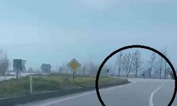 Akrobatik hareketler yapan motosiklet sürücüsü tarlaya uçtu