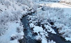 Beyaza bürünen dağ ve ağaçlar göz kamaştırdı