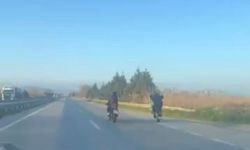 Bursa'da motosiklet sürücülerinin tehlikeli yolculuğu kamerada