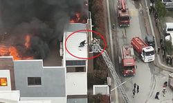 Can pazarında korku dolu anlar kameraya yansıdı... Metrelerce yüksekte itfaiye ekiplerini böyle bekledi