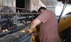 Buğday hasadı öncesi biçerdöverlerin bakımı yapılıyor