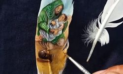 Ressam Murat Çeçen, Hz. Hüseyin’i Güvercin Kanadına Resmetti