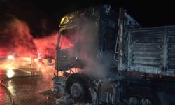 Seyir halindeki tır alev topuna döndü