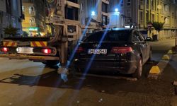 Hatalı park eden araca trafik ekiplerinden müdahale