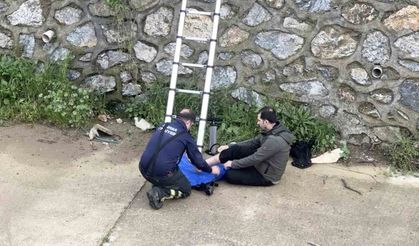 Dereye düşen adamı ekipler kurtardı