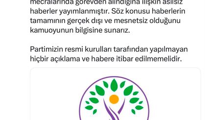 DEM Parti Açıkladı: Başkan Güneş Görevinden Alınmamıştır