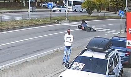 Kırmızı ışığı son anda fark etti, motosikletten düştü
