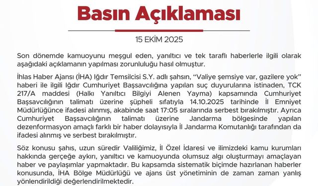 VALİLİKTEN İHA AÇIKLAMASI