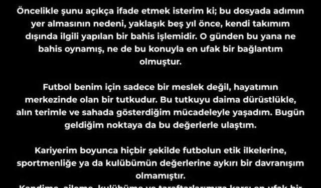 Eren Elmalı: "Bu dosyada adımın yer almasının nedeni, yaklaşık 5 yıl önce kendi takımım dışında ilgili yapılan bir bahis işlemidir"
