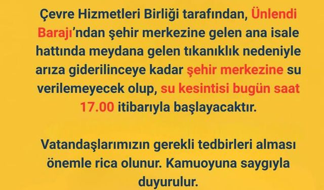 Iğdır Belediyesi Yeniden Su Kesintisi Uyarısı Yaptı