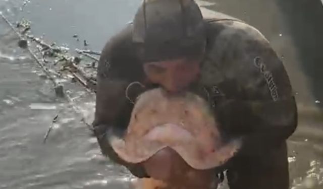 Iğdır’da Yayın Balığını Eliyle Avlıyor