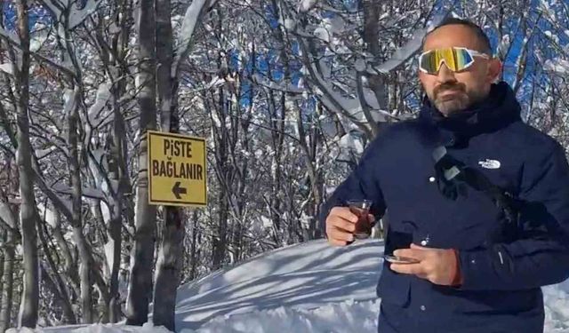 Hem çay içti hem karda kaydı