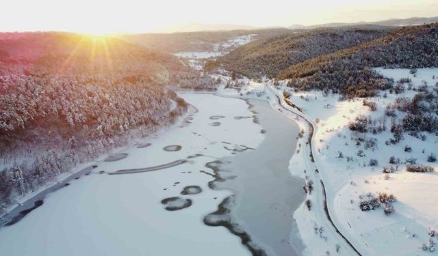 Buz tutan göletlerden kartpostallık manzaralar