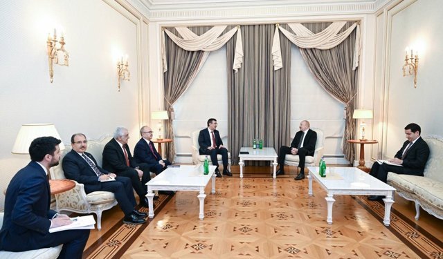 Azerbaycan Cumhurbaşkanı Aliyev, Cumhurbaşkanı Yardımcısı Yılmaz'ı kabul etti