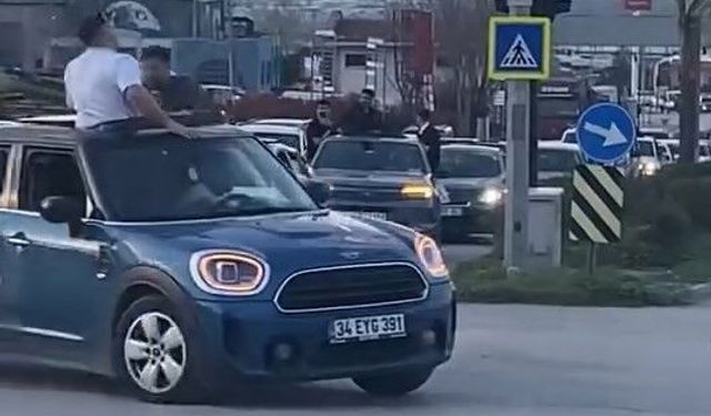 Düğün konvoyu tehlike saçtı