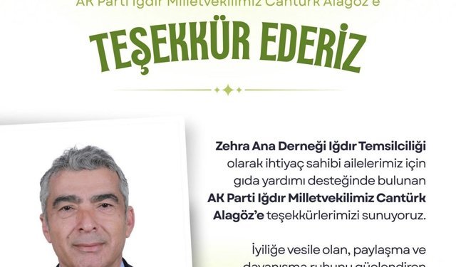 Zehra Ana Derneği’nden Milletvekili Alagöz’e Teşekkür