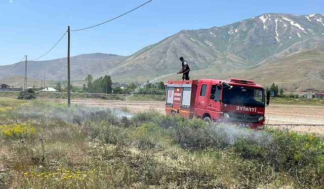 Van'da anız yangını