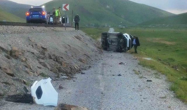 Van'da şarampole yuvarlanan kamyonetin sürücüsü yaralandı