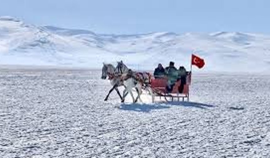 Çıldır Gölü'nde atlı kızak sezonu sona eriyor