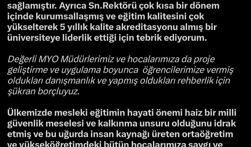 AK Partili Cıngı'dan KAYÜ yönetimi ve öğrencilerine Start-Up teşekkürü