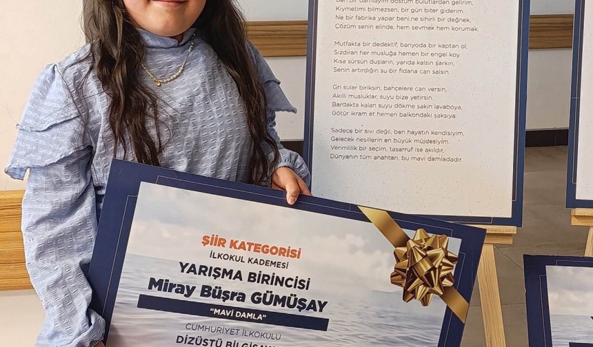 'Su Verimliliği Seferberliği' yarışması şiir dalı Türkiye birincisi Hisarcık'tan