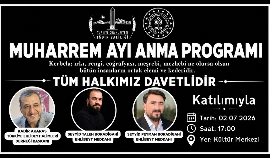 Iğdır'da Muharrem Ayı Anma Programı Düzenleniyor