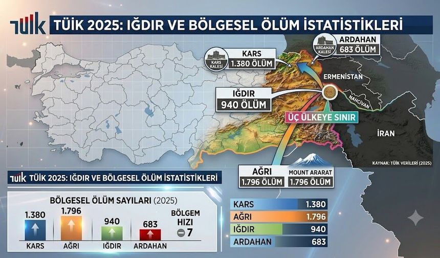 Iğdır’da 2025 Yılında 940 Ölüm Kaydedildi: İşte Bölge İllerinin Tablosu