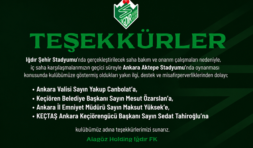 Iğdır FK, Geçici Süreyle İç Saha Maçlarını Ankara Aktepe Stadyumu’nda Oynayacak