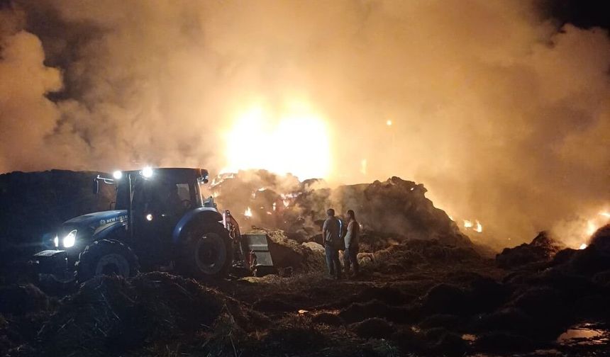 Saman balyaları alev topuna döndü