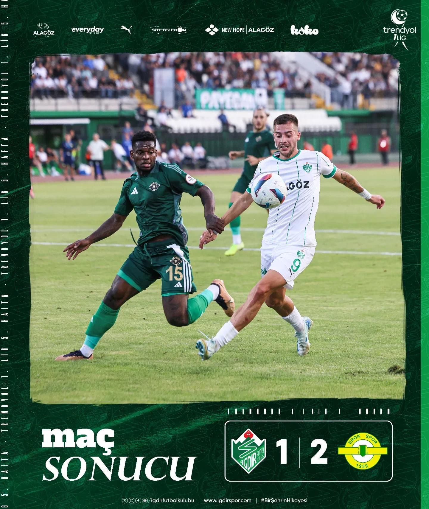 Alagöz Holding Iğdır FK Kendi Sahasında Üzüldü: 1-2