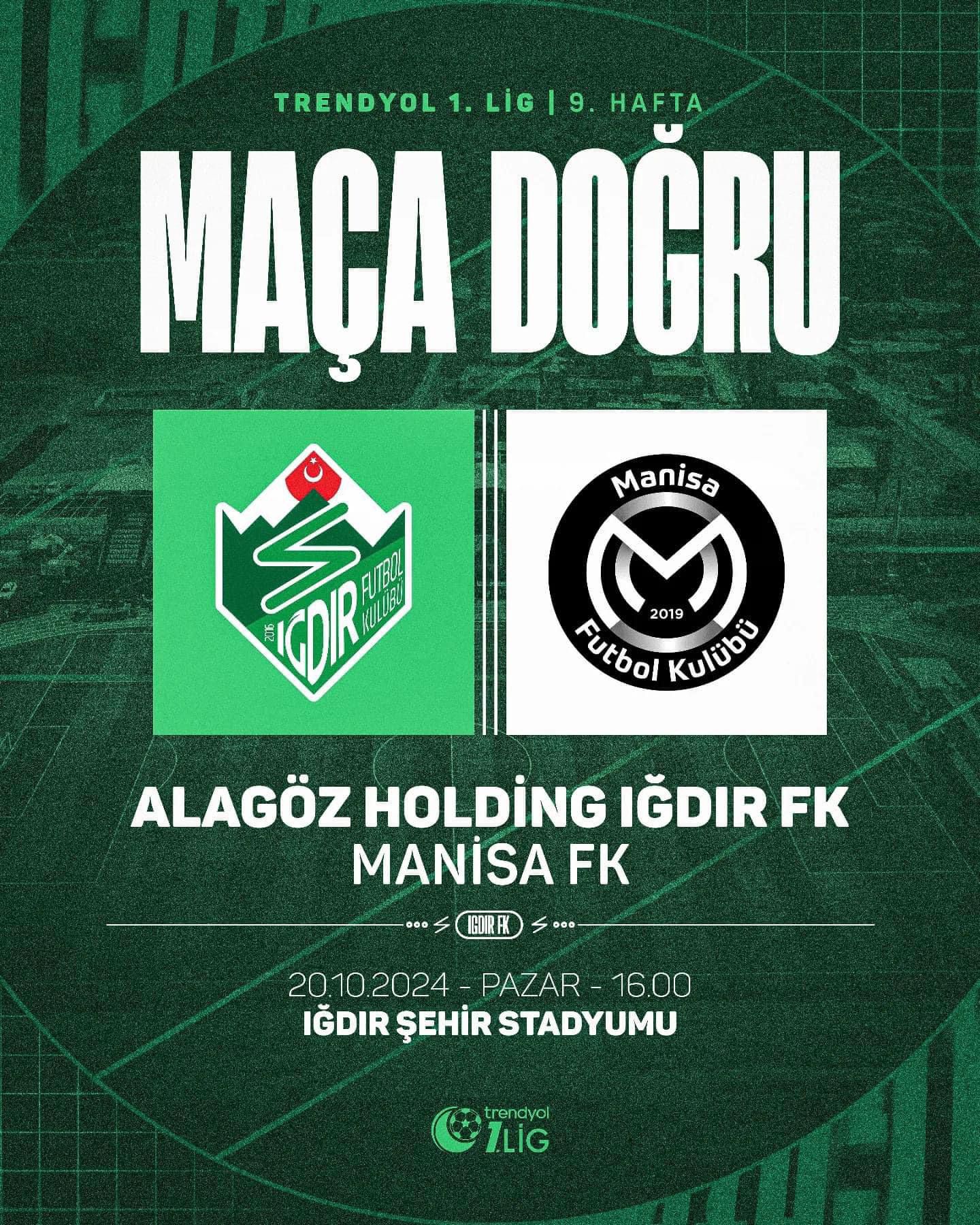 Alagöz Holding Iğdır FK, Manisa FK Karşısında 3 Puan Hedefliyor
