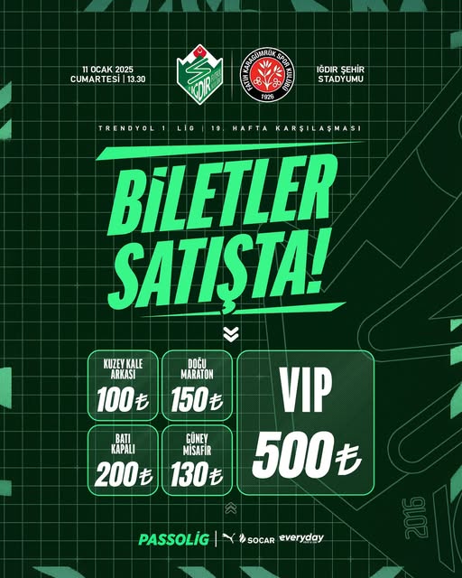 Iğdır FK - Solwie Energy Fatih Karagümrük Maçı Biletleri Satışa Çıktı