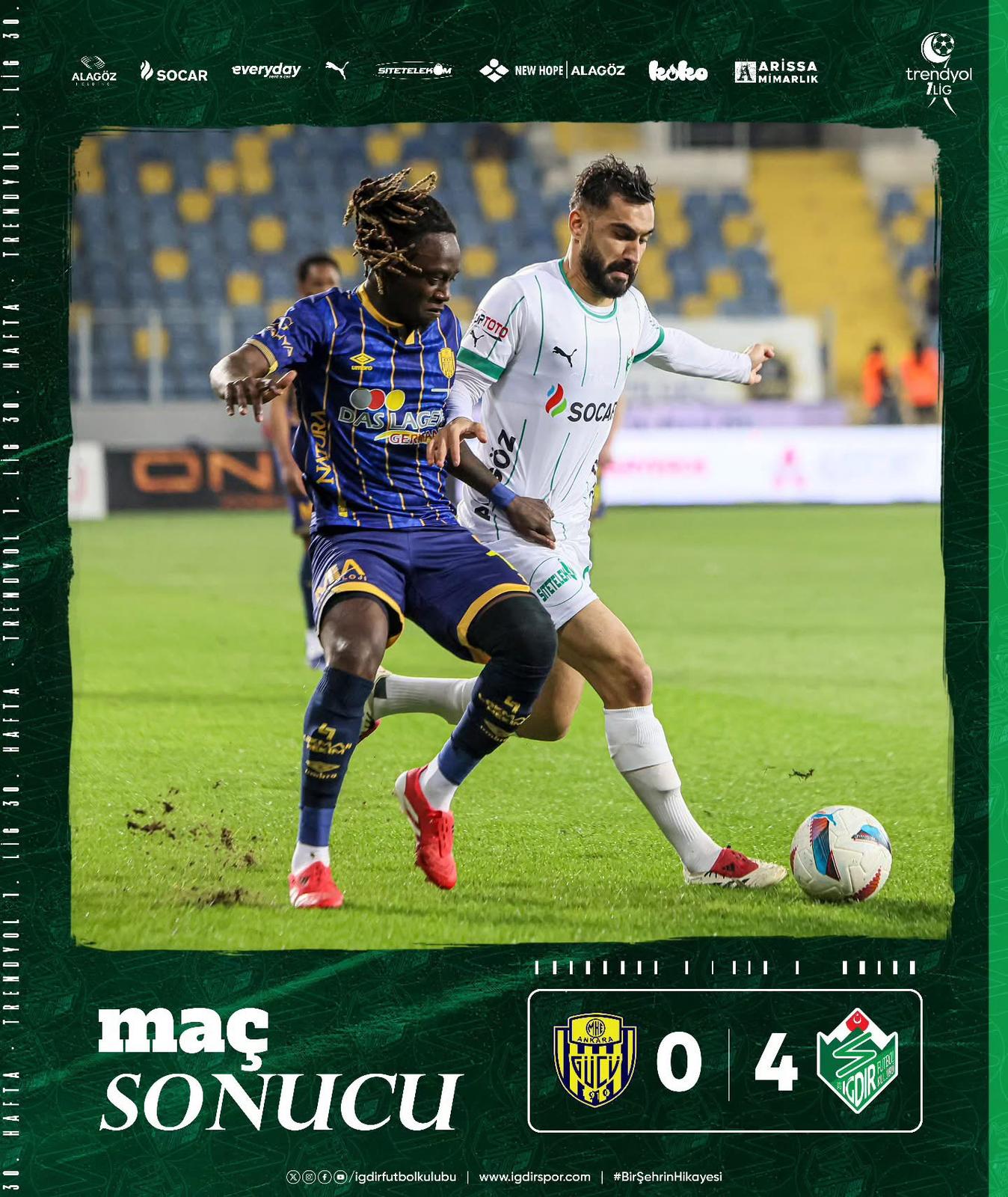 Alagöz Holding Iğdır FK, Ankara''da Fırtına Gibi Esti: 0-4