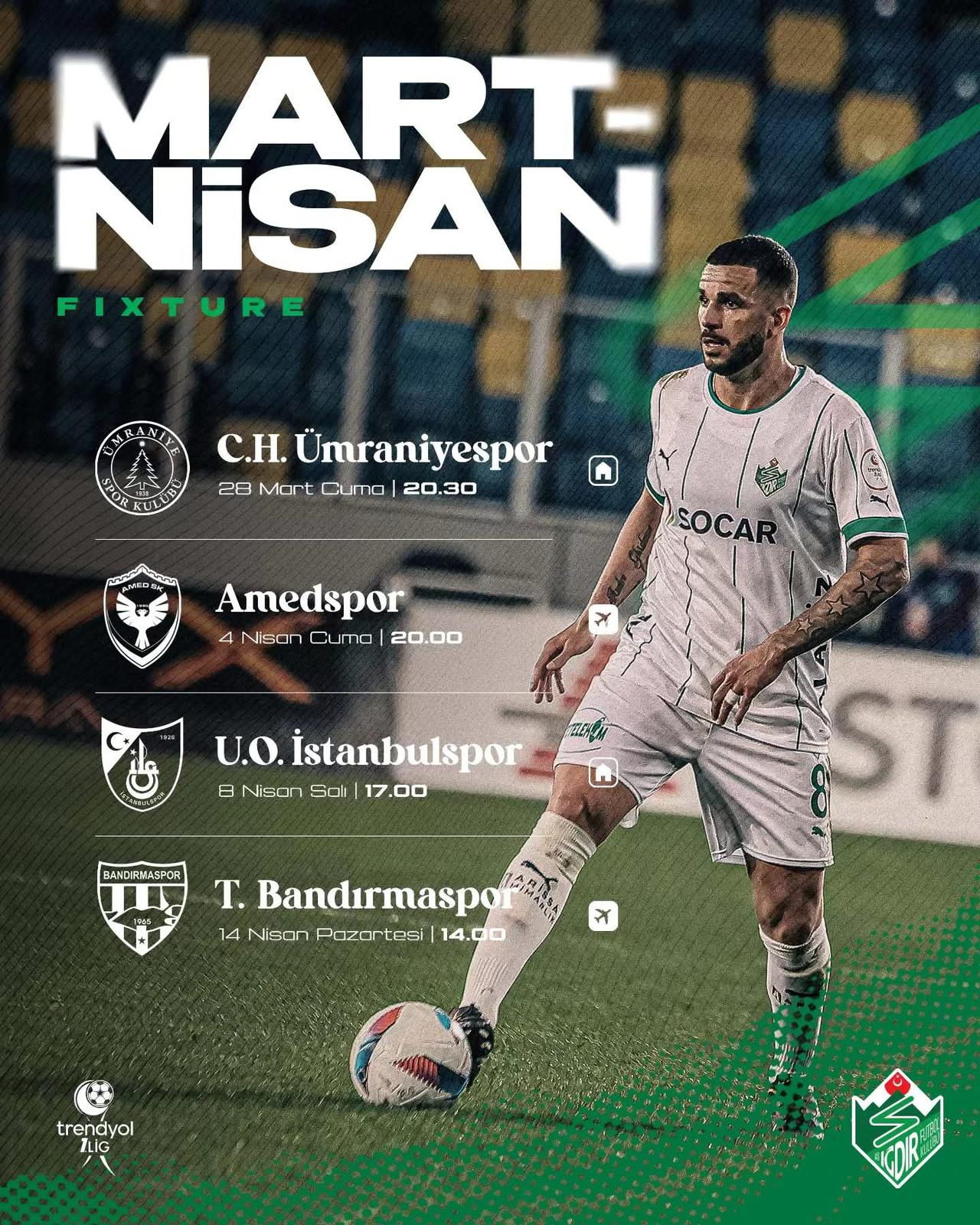 Iğdır FK Mart-Nisan Fikstürünü Açıkladı