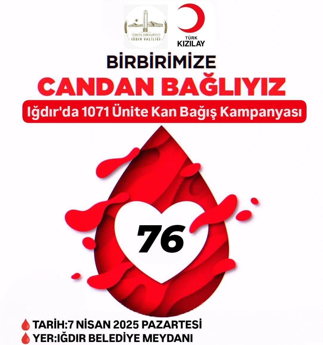 Iğdır Valiliğinden Rekor Hedefli Kan Bağışı Kampanyası: 1071 Ünite Kan Amaçlanıyor