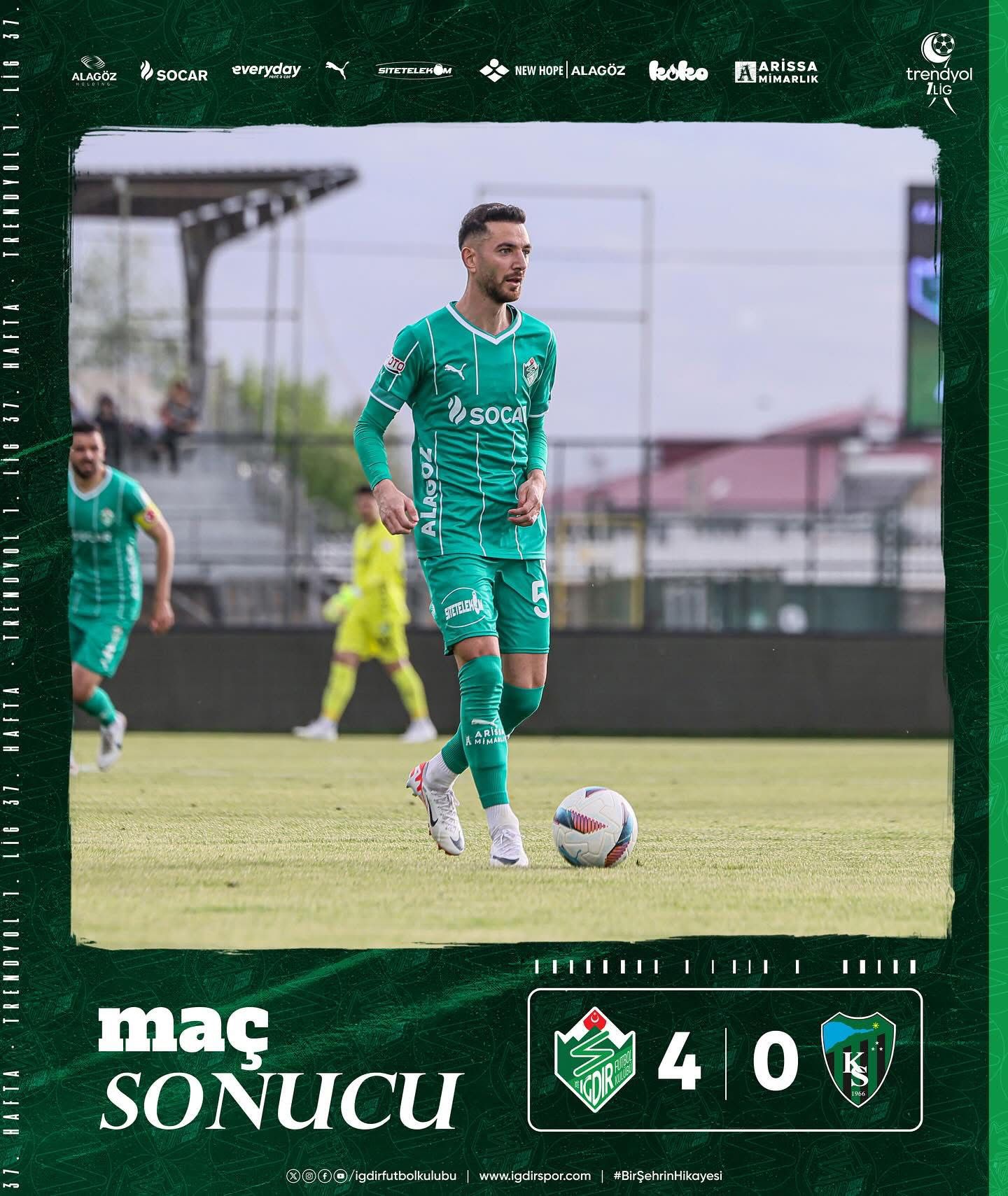 Alagöz Holding Iğdır FK''dan Tarihi Zafer: Kocaelispor''u 4-0 Mağlup Ettik!