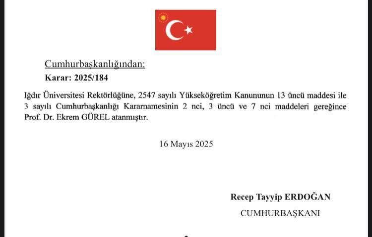 Iğdır Üniversitesi Rektörlüğüne Iğdırlı Prof. Dr. Ekrem Gürel Atandı