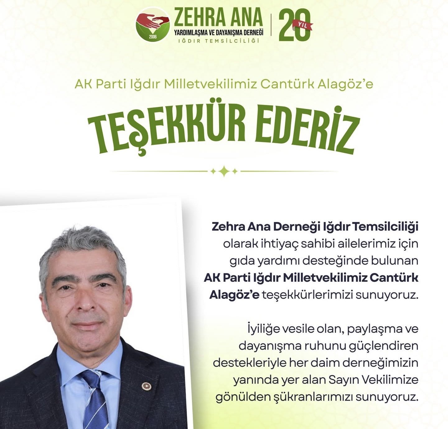 Zehra Ana Derneği’nden Milletvekili Alagöz’e Teşekkür